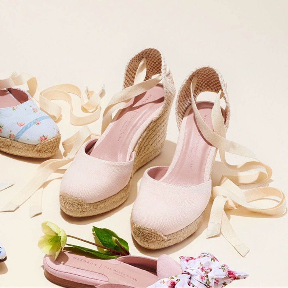 NWOT Margaux x Gal Meets Glam ‘The Espadrille’ in “Blush Pink Canvas” Size 12.5